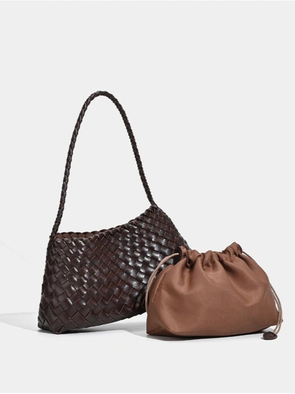 Woven Shoulder Bag for Women, Large Capacity Soft Leather Hobo Bag, Casual Shoul - Picture 4 of 5